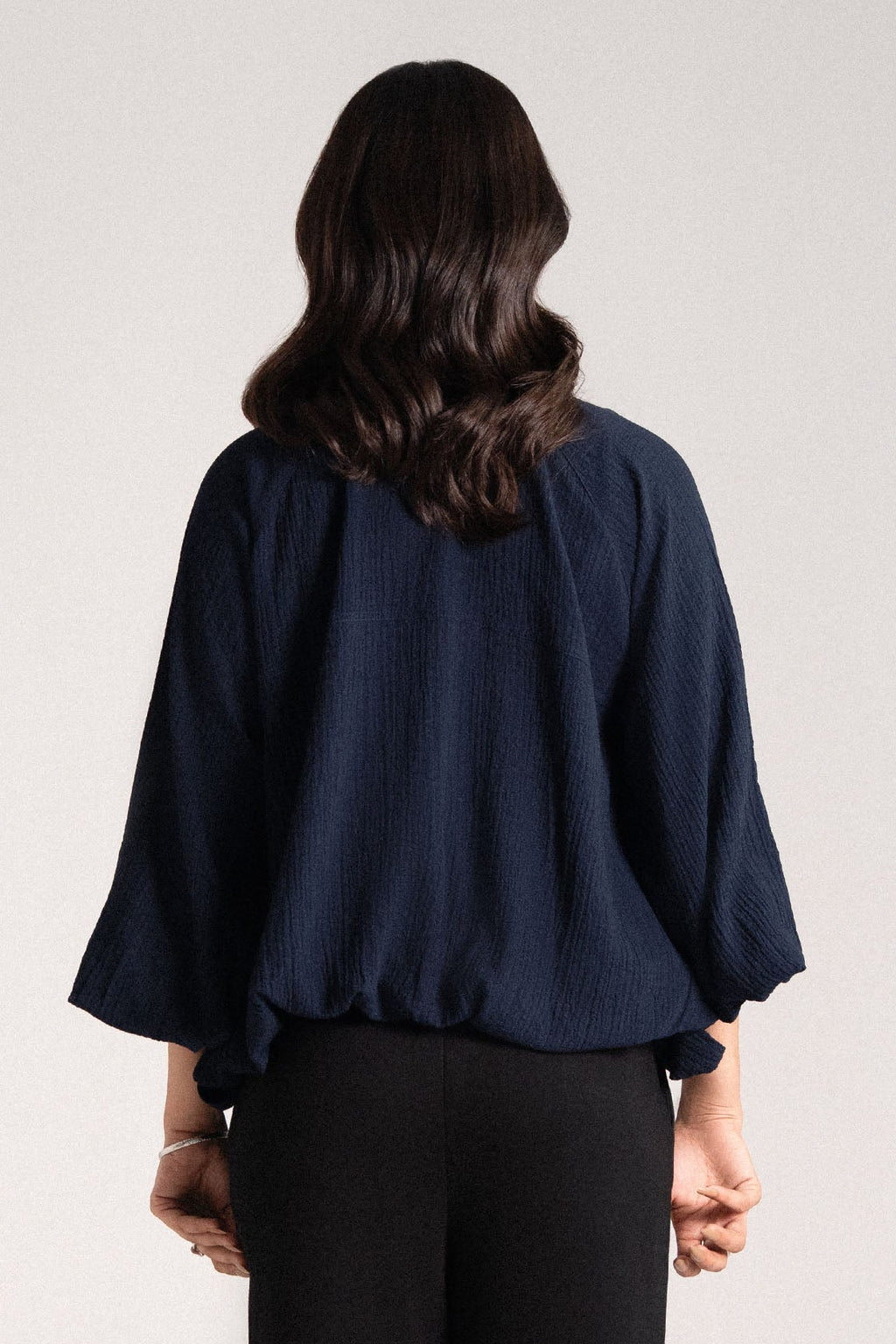 NAVY FLOWY BOMBER JACKET