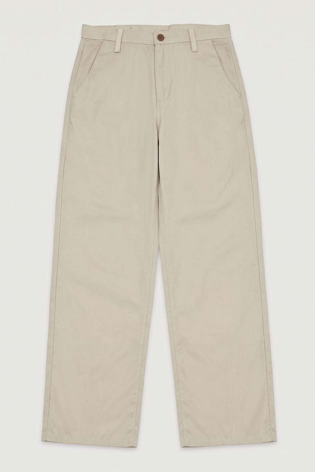 BEIGE RELAXED-FIT STRAIGHT-LEG TROUSERS