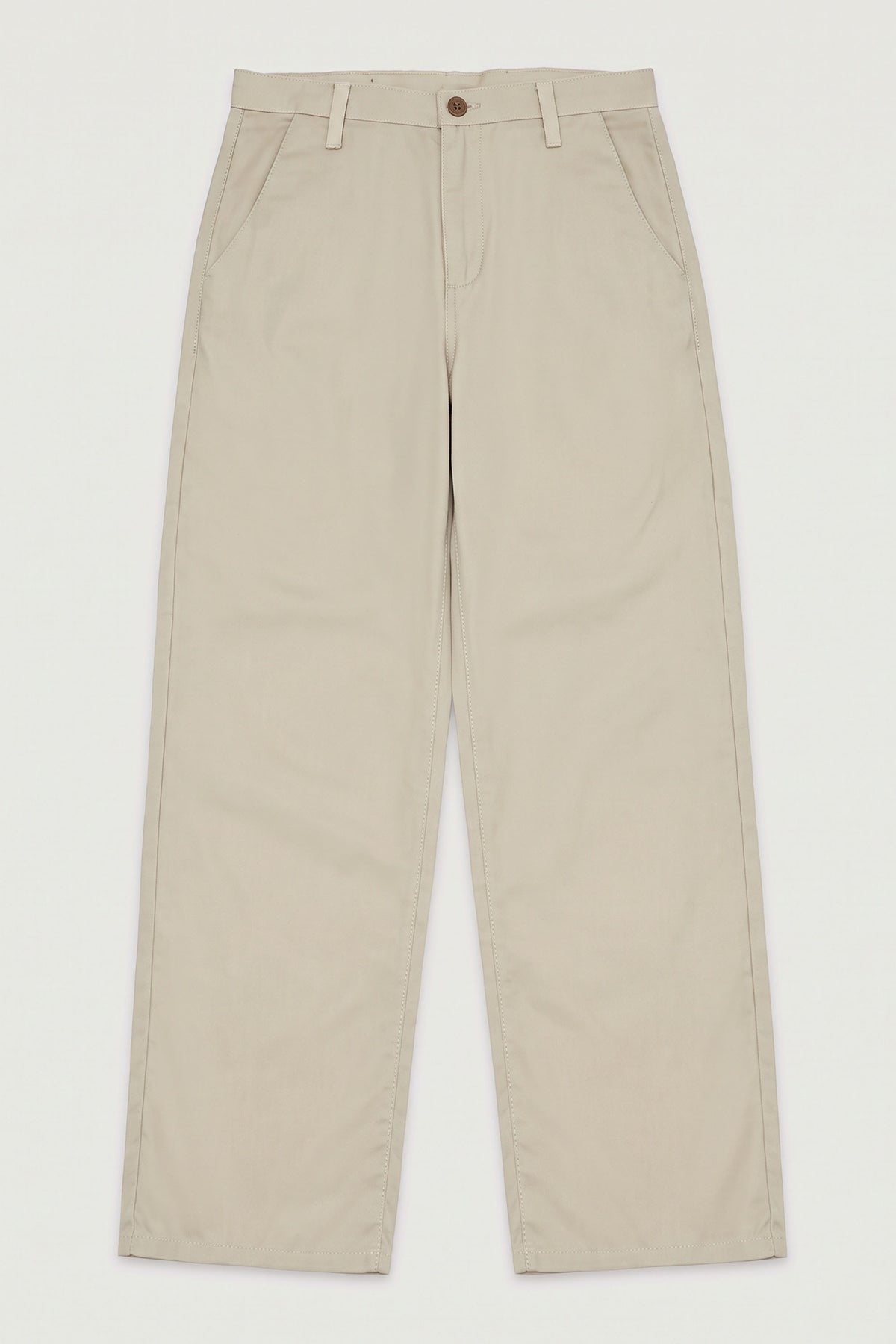 BEIGE RELAXED-FIT STRAIGHT-LEG TROUSERS