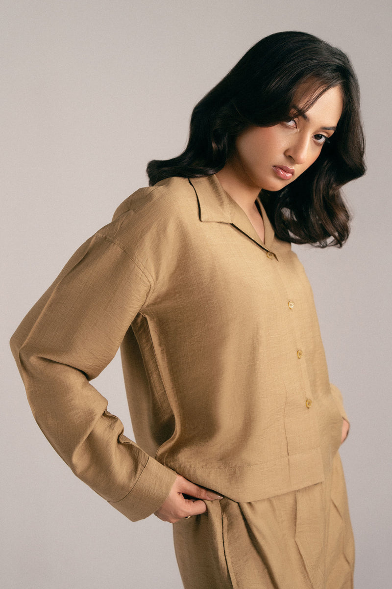 CROPPED NOTCHED-COLLAR SET