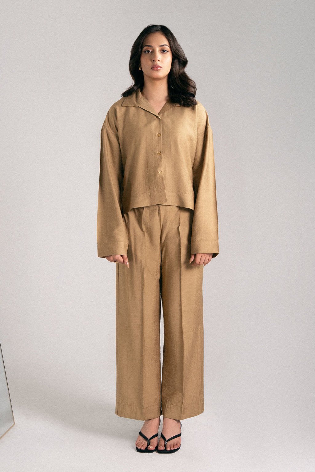 CROPPED NOTCHED-COLLAR SET