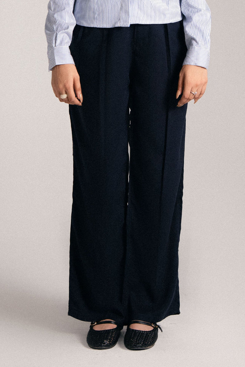 PLEATED HEAVY LINEN TROUSERS