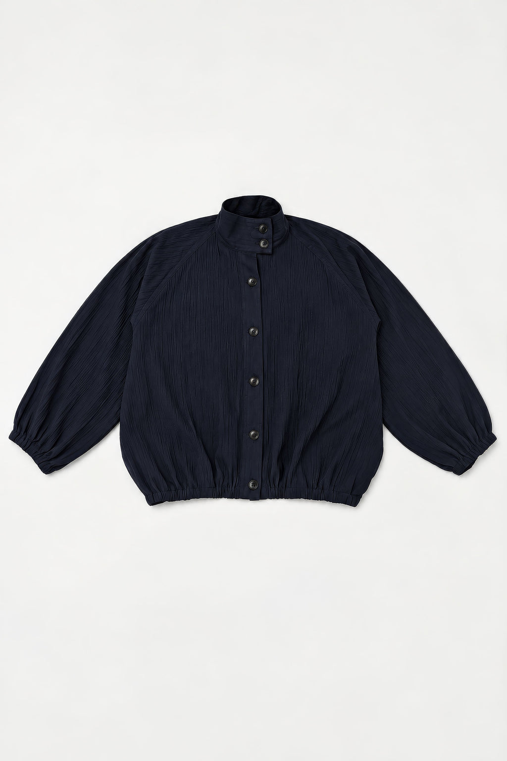 NAVY FLOWY BOMBER JACKET