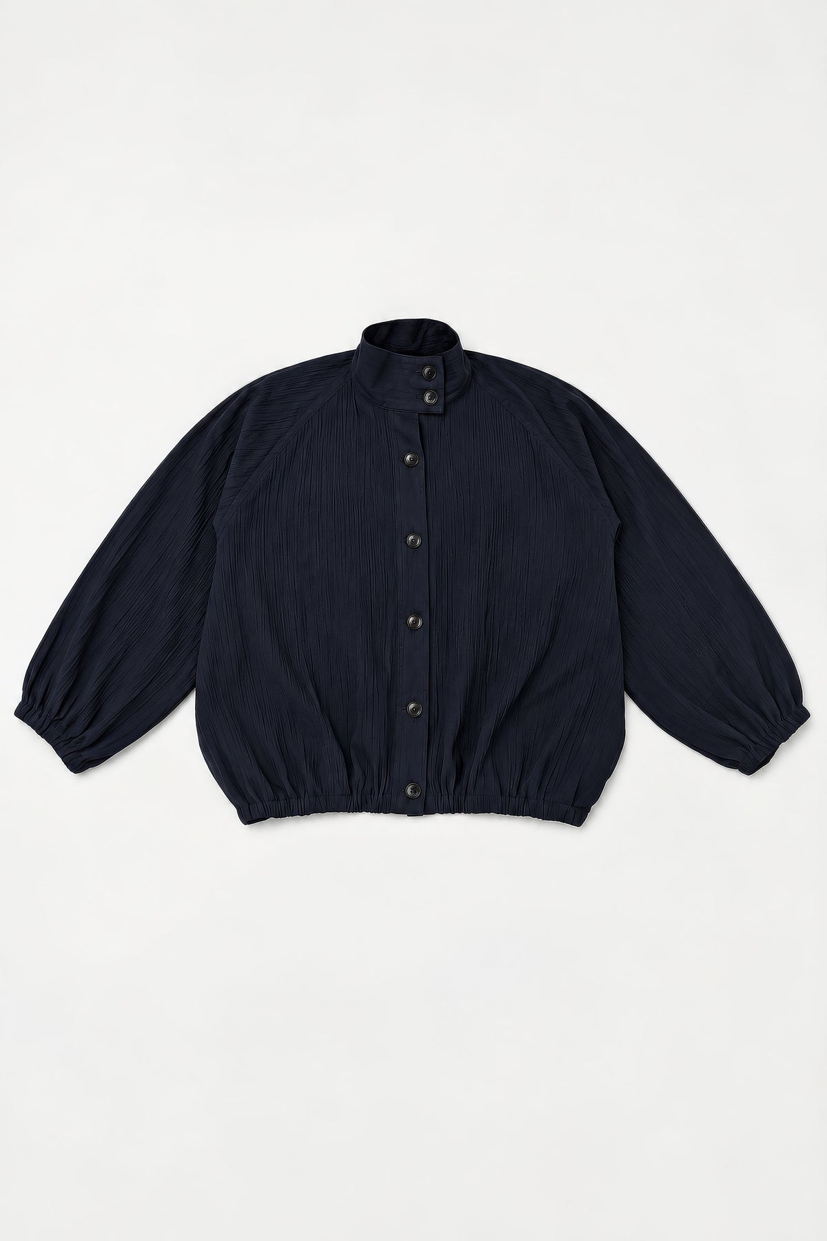 NAVY FLOWY BOMBER JACKET